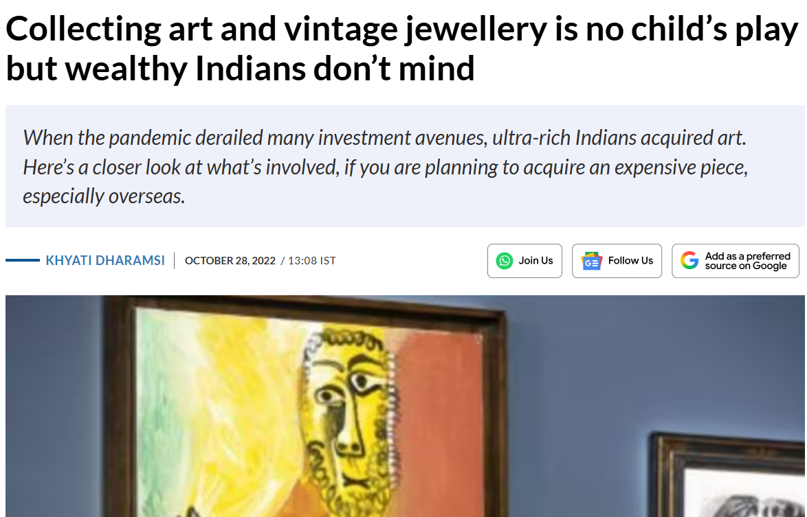 Wealthy Indians Turn to Art and Vintage Jewellery as Investment Assets