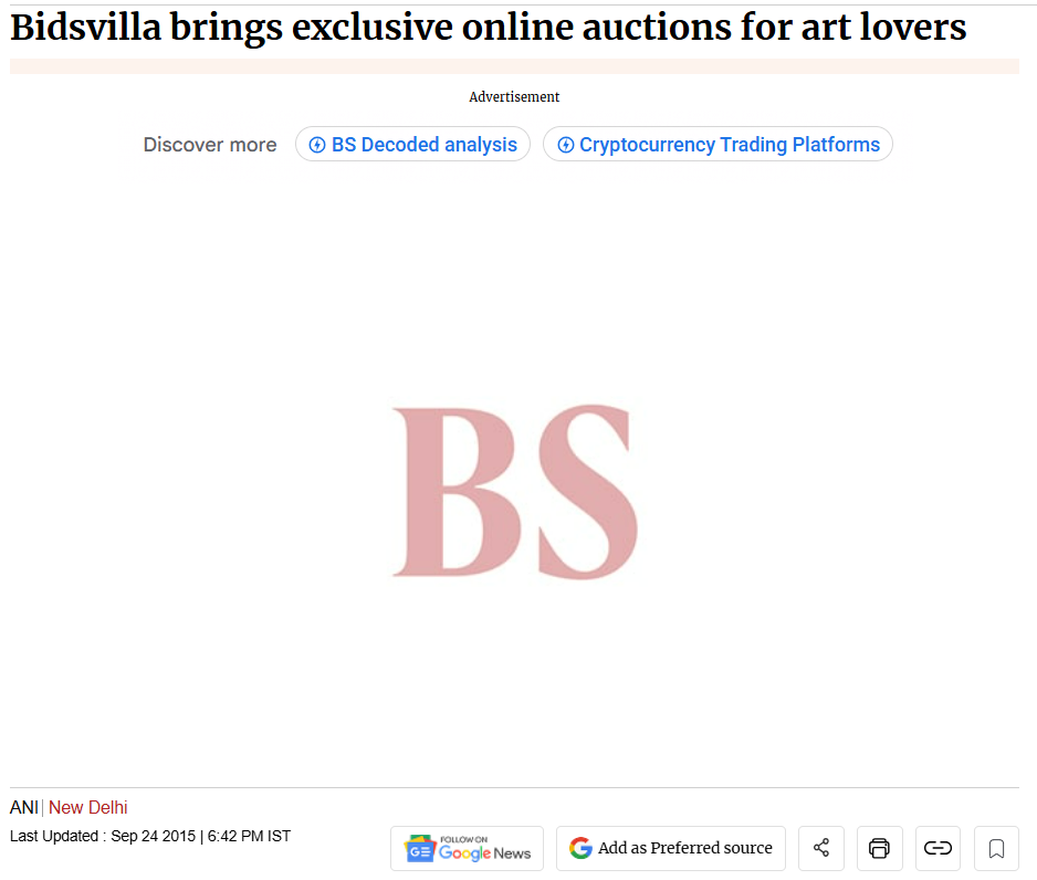 Bidsvilla and Conferro Launch Exclusive Online Auctions for Art Lovers